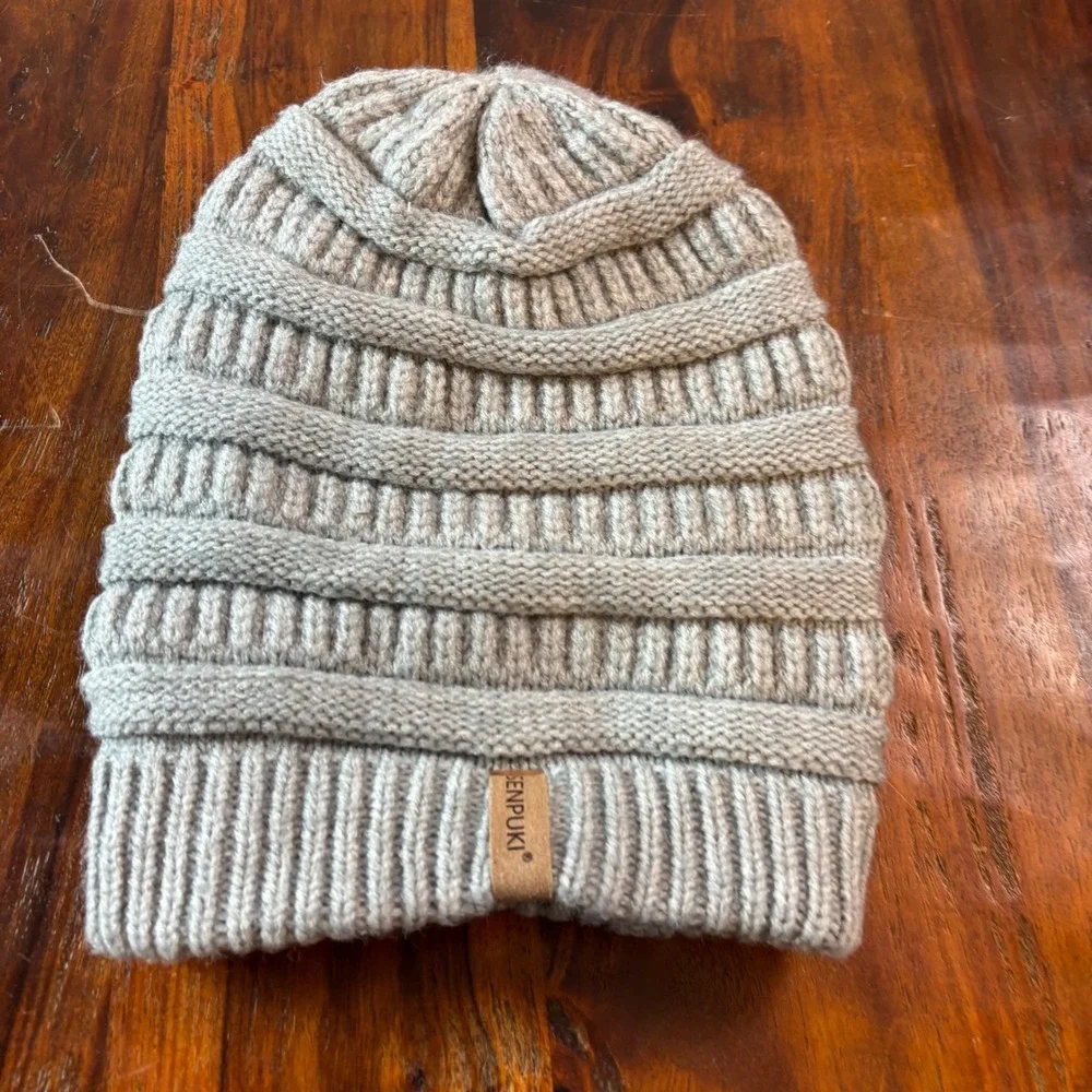 Senpuki Womens Gray Fleece Lined Beanie Headband and Touchscreen Gloves Set